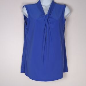 Tommy Hilfiger Blue Sleeveless Blouse with Mandarin Collar
